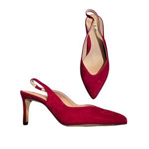 NEW Women's INEZ Red Suede Slingback Pointed Toe Pumps | Size 8